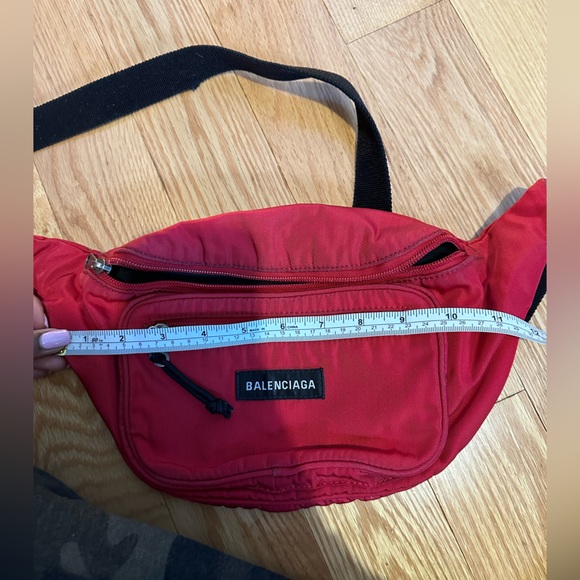 BALENCIAGA DEMNA red logo dual pocket nylon black waist belt crossbody bag - Picture 15 of 16